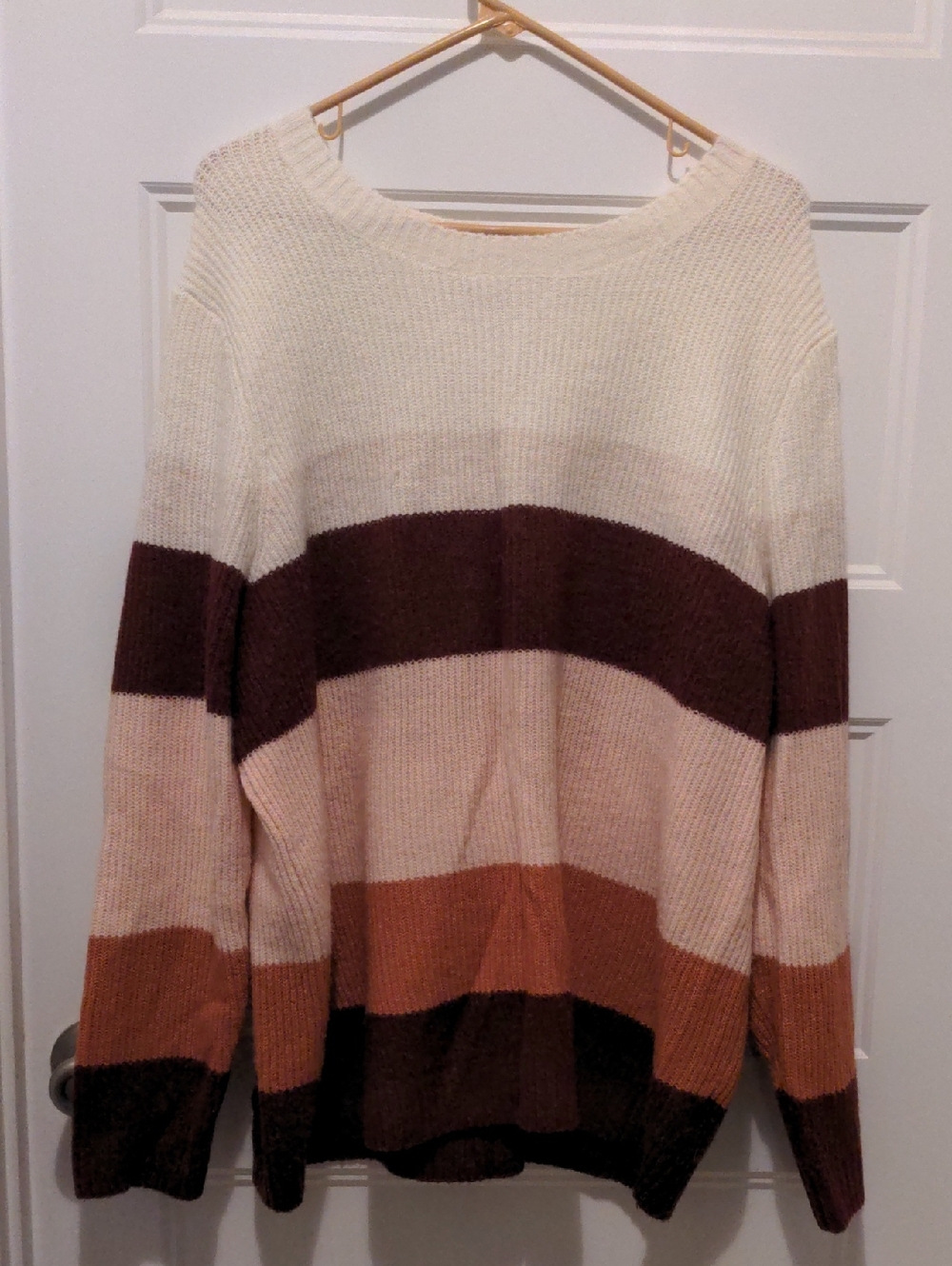 Ava & Viv Colorblock Striped Crewneck Knit Sweater 2X